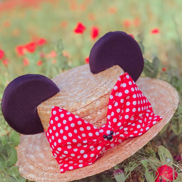 Minnie Mouse Canotier Sombrero de Paja