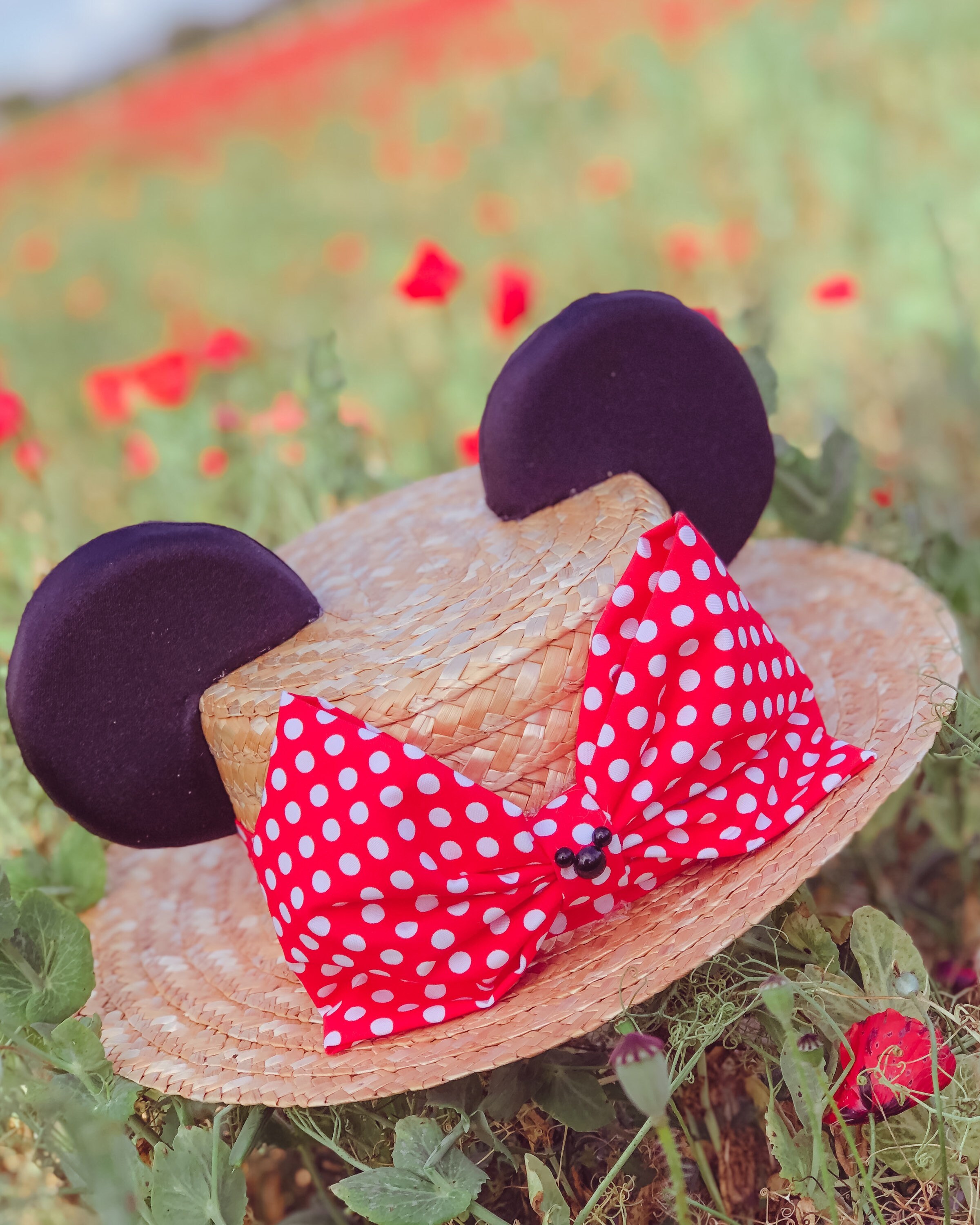 Minnie Mouse Canotier Straw Hat - Etsy 