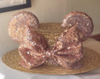 Rose Gold Canotier Straw Hat