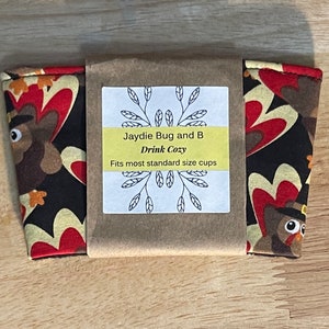 Pilgrim Turkey drink cozy/hot/cold sleeve/coffee sleeve