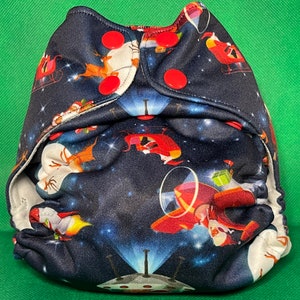 Out of this world Santa one size fits most cloth pocket diaper or diaper cover/cloth nappy/nappy cover