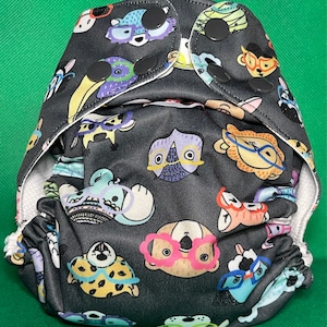 Animals with Glasses one size fits most swim or cloth pocket diaper/swimmer/cloth nappy