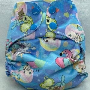 Relaxing Mermaids one size fits most cloth pocket diaper or Reusable Swim Diaper/ Cloth Nappy/Swimmer