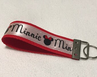 Minnie Mouse keyfob/disney/wristlet/keychain/key holder/wristband