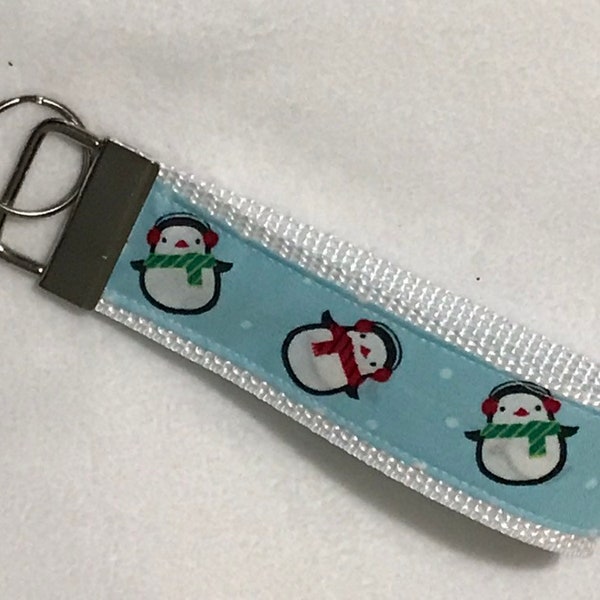 Christmas Penguins key fob/keychain/wristlet