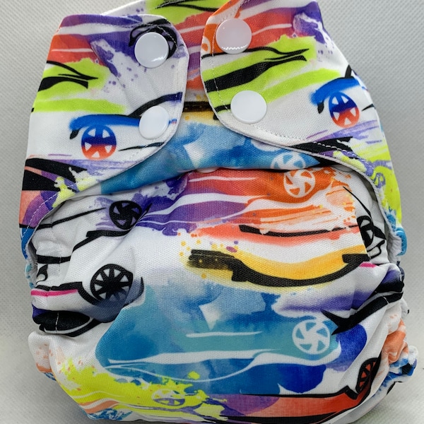 Fast Cars one size fits most Cloth Pocket diaper/Reusable Swim Diaper/Swimmer/Cloth Nappy
