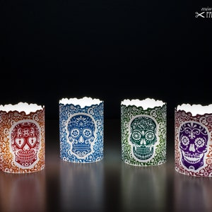 Juego de faroles »Día de los Muertos« para hacer y encender con velas de té (LED)