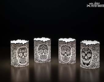 Lantern set »Día de los Muertos« for crafting and illumination with (LED-) tealights