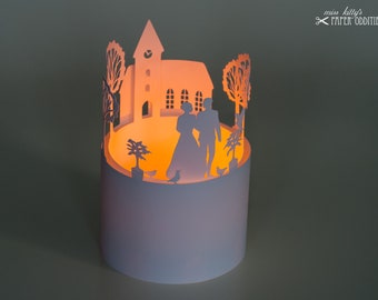 Juego de linternas para manualidades »Boda« de 2 piezas. para iluminación con candelita (LED)