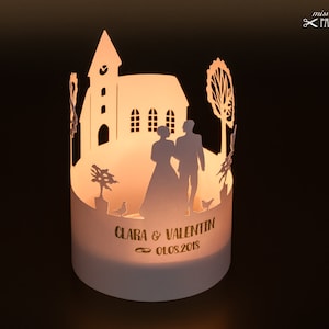 Juego de faroles para manualidades »Boda« de 1 pieza. para iluminar con una vela de té (LED)