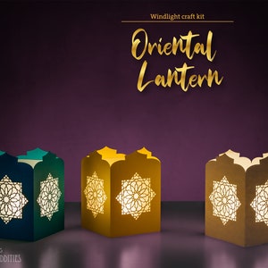 Windlight craft kit Oriental lantern gold image 4