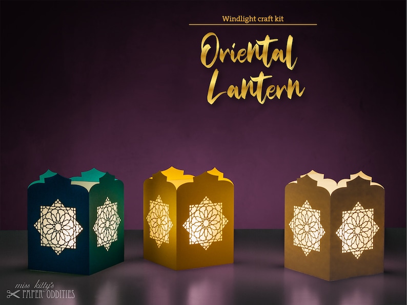 Windlight craft kit Oriental lantern gold image 4