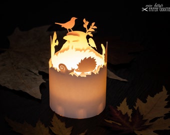 Juego de faroles artesanales “Autumn Time” – blanco, para iluminar con una vela de té (LED)