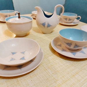 Vintage Coffee Set to 6 persons Russian Porcelain Coffee Cup Teapot Saucers Soviet Vintage 1970-80s
