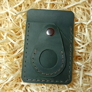 Leather air tag money wallet slot, Purse, Leather Air Tag Wallet, Mens Gift, Air Tag Holder, Personalized Mens Money wallets, Gift for Her Green