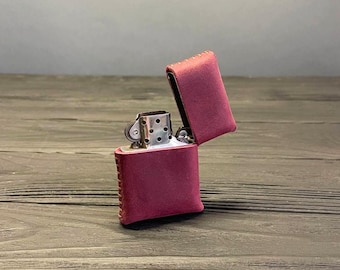 Handmade Leather Zippo Case, Crazy Horse Leather Lighter Holder, Leather Zippo Cover, Minimalist Lighter Pouch, Gift for Him, Groomsmen Gift