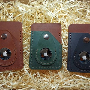 Ranura para billetera de cuero con etiqueta de aire, Monedero, Billetera de cuero con etiqueta de aire, Regalo para hombre, Portaetiquetas de aire, Carteras de dinero para hombre personalizadas, Regalo para ella