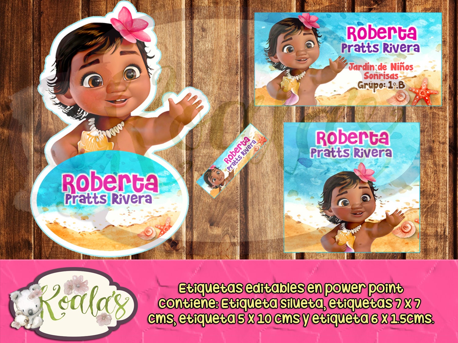 Moana Baby Kit Printable School Labels Editable in Powerpoint - Etsy