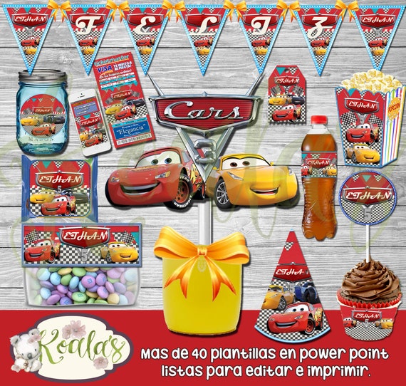 Cars 3 Editable Printable Kit Candy Bar Toppers Wrappers Etsy Singapore