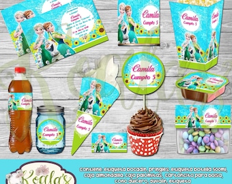 Kit stampabile modificabile Frozen Fever **Invito/Topper/Etichette/Scatole #fai da te