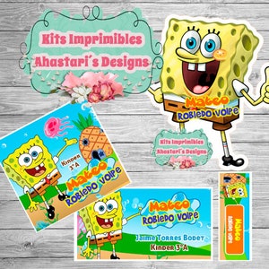 Bearbeitbare Spongebob-Schuletiketten