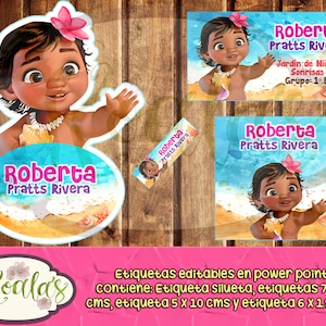 Moana Baby Kit Printable School Labels Editable in PowerPoint