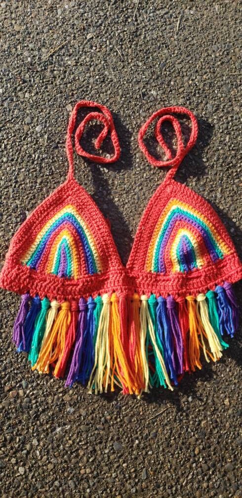 Rainbow crochet swimsuit cheap