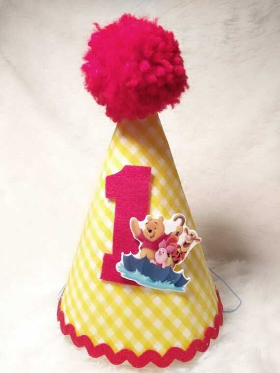 Winnie The Pooh Birthday Party Hat 1st Birthday Hat One Etsy