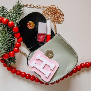 Personalized Mini Purse bow Charm Custom Letter Tag Valentine Gift Teen Girl Small Handbag Birthday Gift Sister Fashion Accessory Tween gift