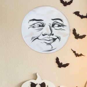 Moon Face Wood Sign moon man face sign man in the moon face decor harvest man in the moon face painted witchy nursery farmhouse style moon