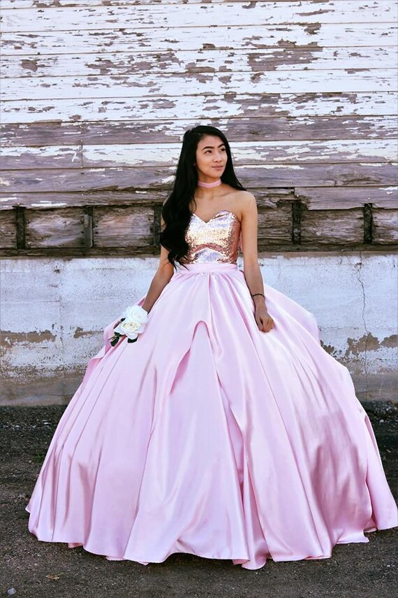 Iridian Rose Gold Quinceanera Dress