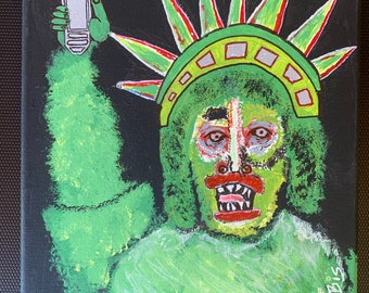 Libertad o muerte 8 x 10 pintura acrílica abstracta original sobre lienzo