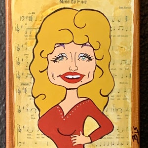 8 x 10 original abstract acrylic painting of Dolly Parton on canvas