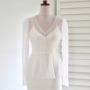 Bridal tulle jacket with long sleeves and peplum/Wedding dress sheer topper