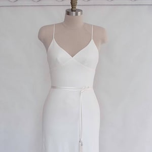 Bias Cut Silk Georgette Wedding Dress/ Boho Gown/ Beach Bridal Gown/ Straps Dress/ Open Back Gown/ Simple Wedding Dress/ VLADA