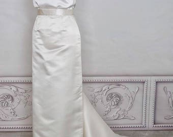 Long wedding skirt Floor length skirt Ivory silk bridal skirt train Wedding separates Modern pencil maxi wedding skirt