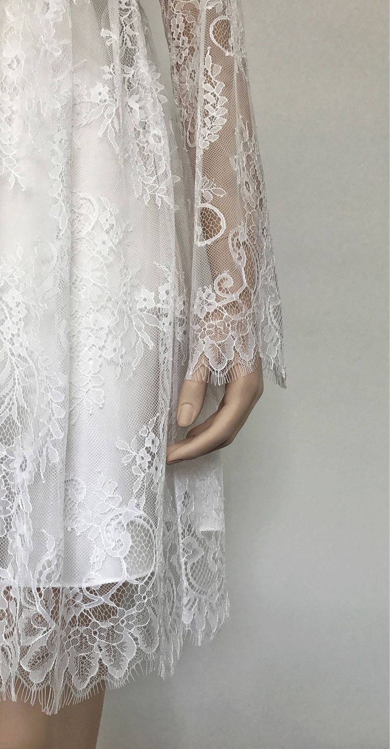 Silk bridal lingerie Lace robe Honeymoon lingerie Lace dressing gown Satine sleepwear Silk lingerie set Boudoir lace sexy robe Silk pajamas image 4