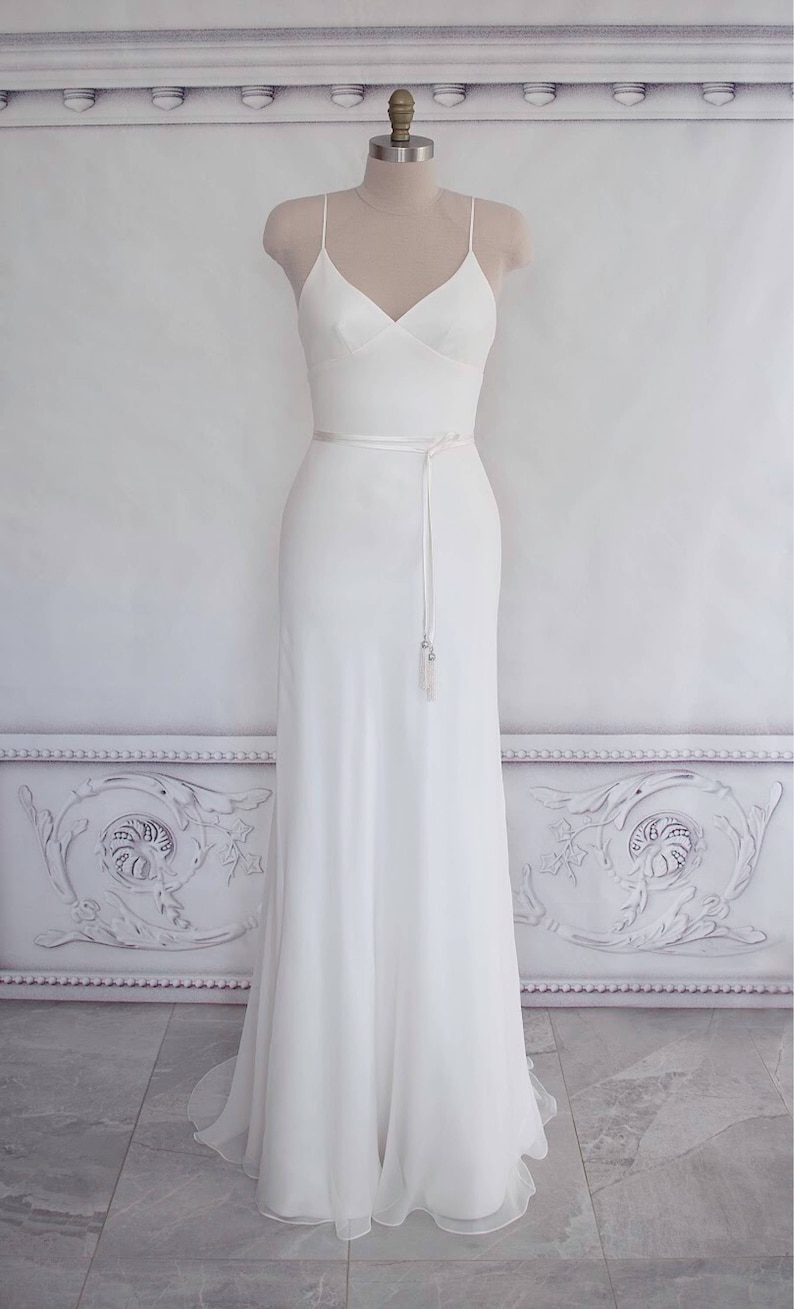 Bias Cut Silk Georgette Wedding Dress Boho Gown Beach Bridal Etsy