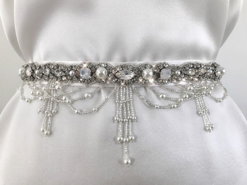 Wedding beaded crystal belt Recommendation Gown Max 83% OFF sash Bri waist bow