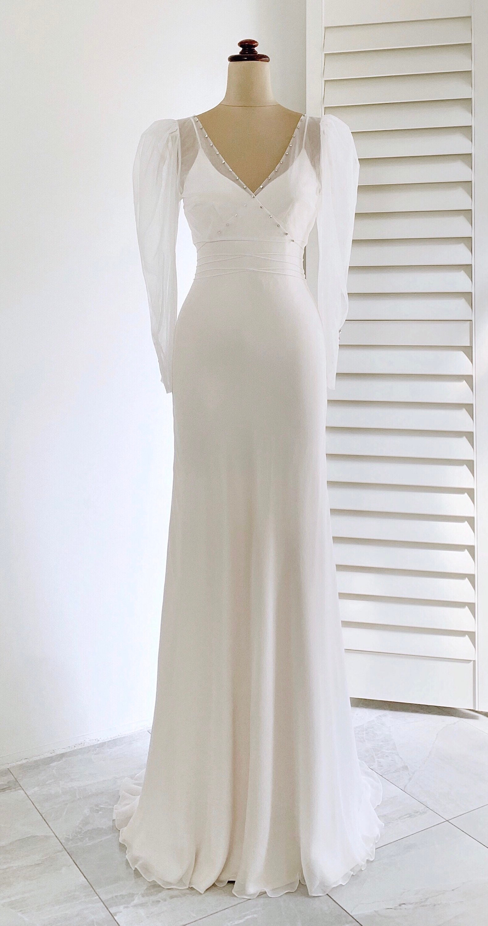 Bridal Wrap Crop Top/ Bridal Long Sleeve Bolero Jacket/ Tulle Wedding Cover Up