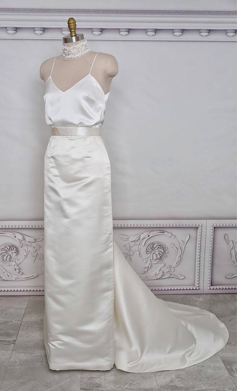 Silk satin bridal basic cami top/ Bridal separates camisole top/ Spaghetti straps tank top image 1