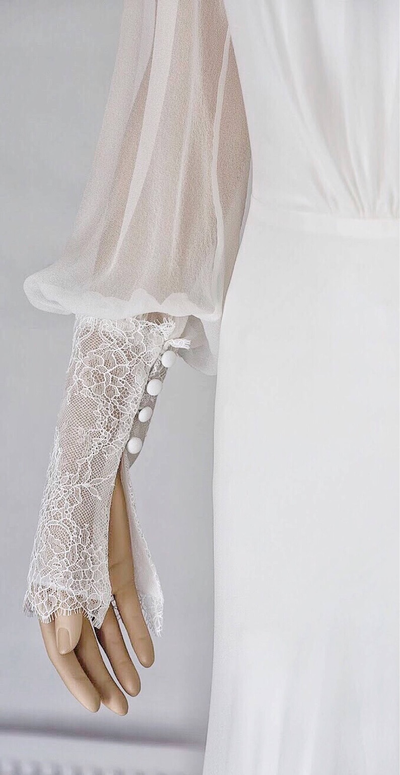 Silk Single Long Sleeve Wedding Gown With Shoulder Etsy