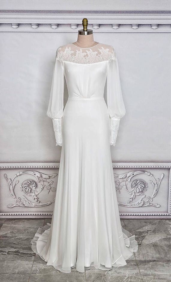 silk long sleeve wedding dress