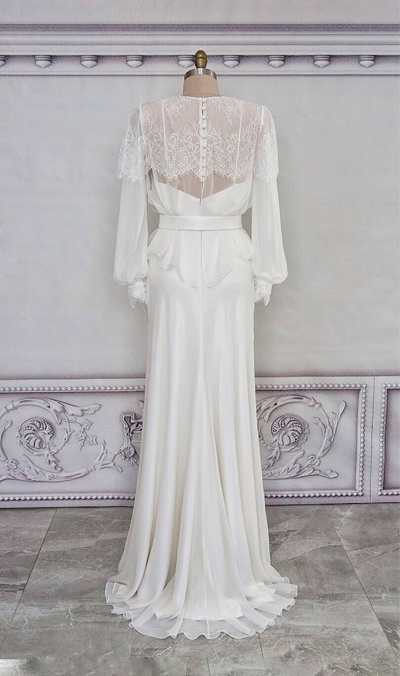 Lace Bridal Bolero Long Sleeve Lace Top Bridal Cover up Silk