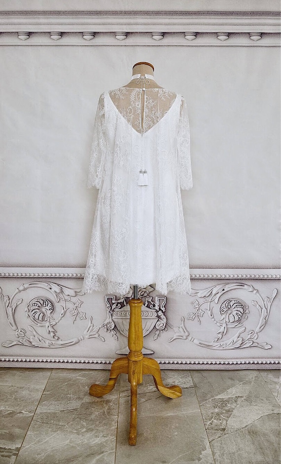casual short wedding dresses Knee Length Beaded Summer Wedding Dresses AWD1033 Natural 7 Short Bridal Dresses | Knee