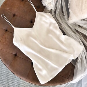 Silk satin bridal basic cami top/ Bridal separates camisole top/ Spaghetti straps tank top image 3