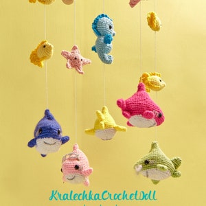 Baby shark baby mobile, Shark crochet mobile, Ocean mobile baby