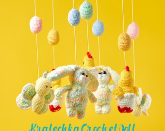 Easter bunny mobile, Rabbits crib mobile, Farm Animals baby mobile, Expecting mom gift