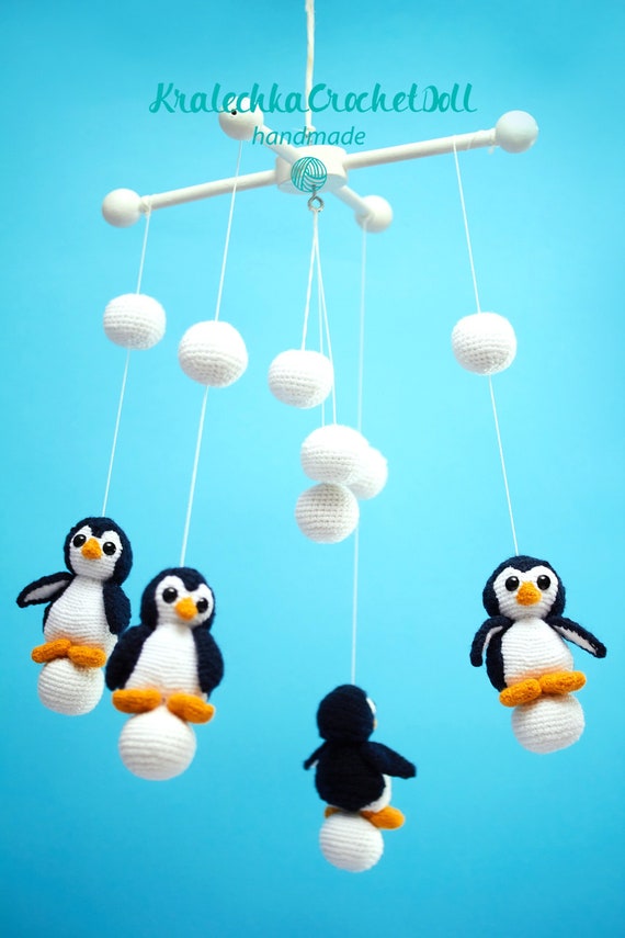 Cute Penguin Mobile Baby Mobile Neutral Penguin Crib Mobile Arctic Nursery Mobile Etsy UK