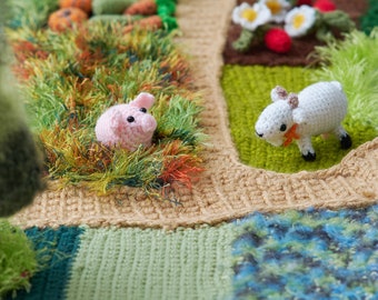 Farm playmat, Baby play mat, Fairy garden Activity mat, Miniature garden Montessori board